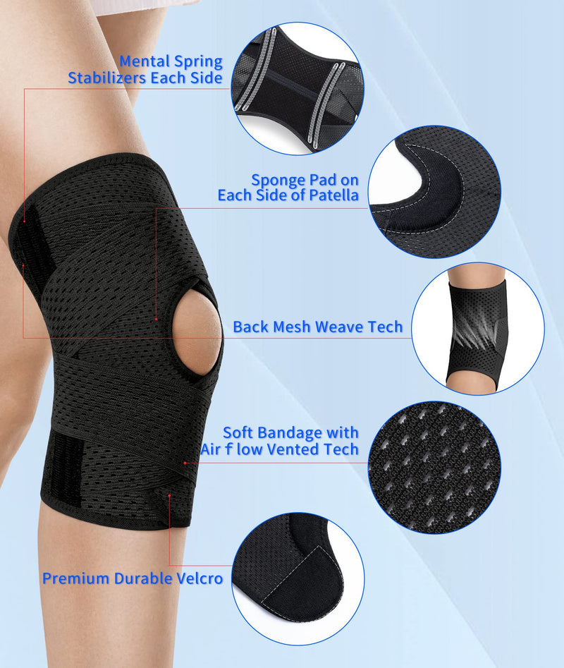 ZEAMO Professional Knee Braces for Knee Pain with Gel Pad for Tendonitis, Meniscus Tear, Arthritis Pain Relief, Knee Sleeve for Workout Women and Men (Black X-Large) - BeesActive Australia