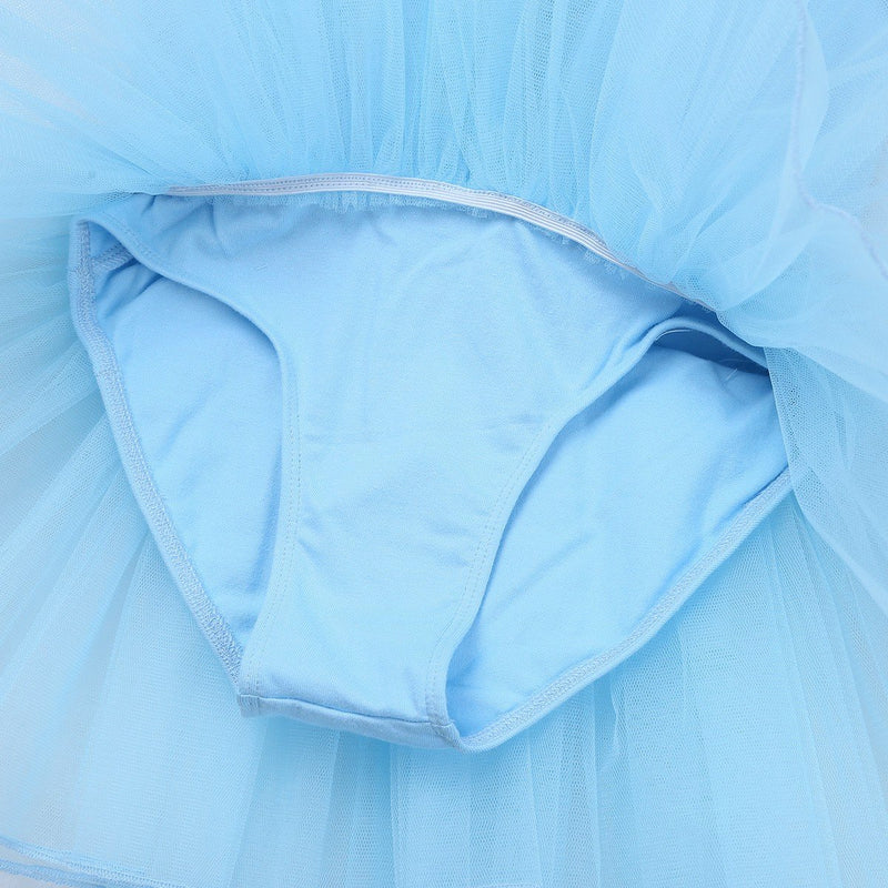 [AUSTRALIA] - iiniim Kids Girls Short Sleeves Bowknots Mesh Ballet Dance Tutu Dress Gymnastics Leotard 8 Sky Blue 