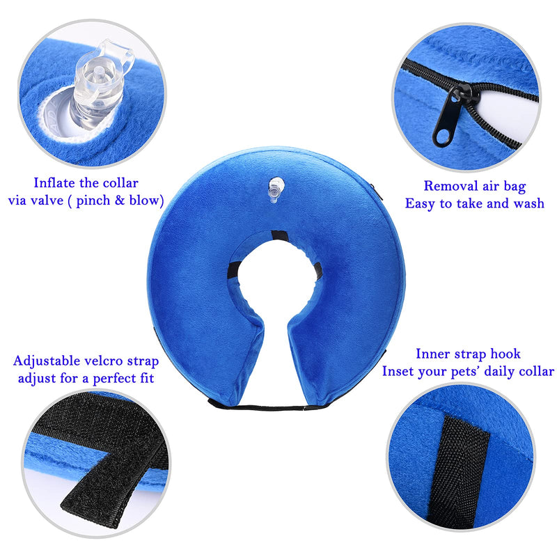 Katoggy Inflatable Dog Cone Collar, Soft Protective Recovery Dog Collar for After Surgery, Adjustable Elizabethan Collar for Small/Medium/Large Dog and Cats to Prevent from Biting & Scratching Medium Blue - BeesActive Australia