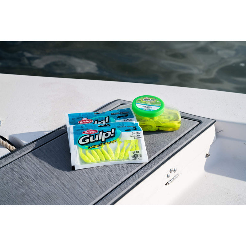 Berkley Gulp! Alive! Swimming Mullet , Pearl White, 5in - Pint 4x7 - BeesActive Australia