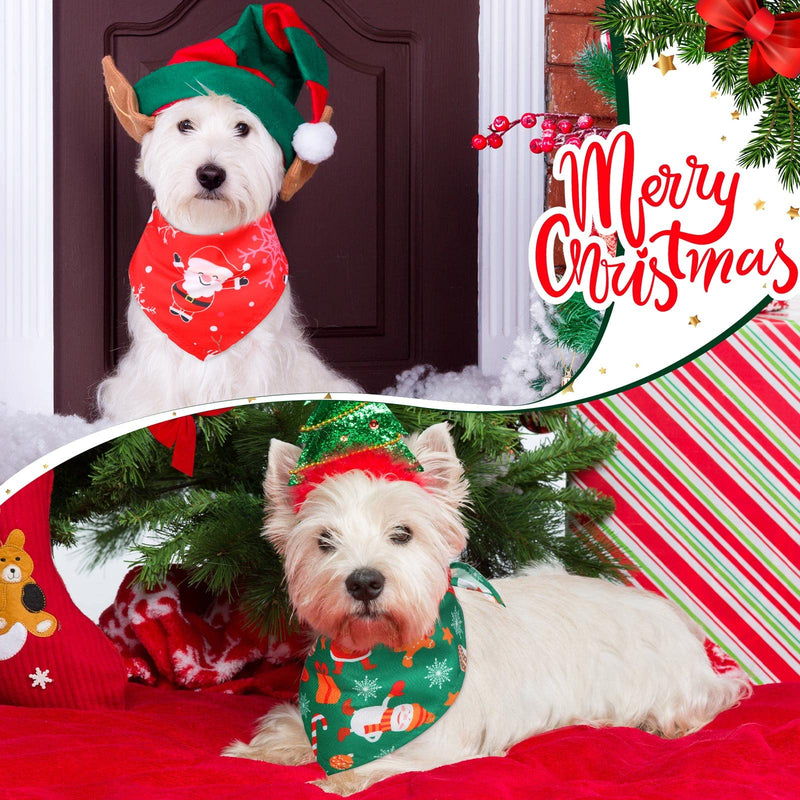 50 Pieces Christmas Dog Bandanas Bulk Dog Kerchief Set Bibs Triangle Dog Scarf Dog Bandanas with Christmas Patterns for Christmas Party Pet Costume Accessories Decoration - BeesActive Australia