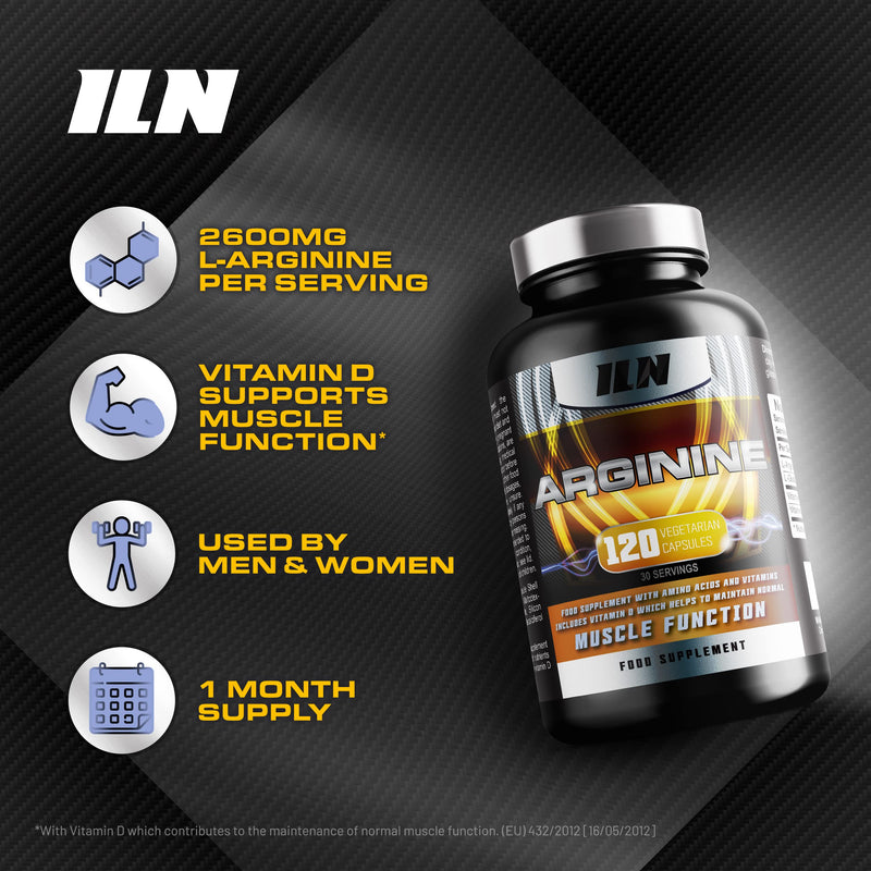 L Arginine Capsules - 2600mg L-Arginine with Added Glutamine - B12 and D3 for Normal Muscle Function (120 Vegetarian Capsules) 120 Count (Pack of 1) - BeesActive Australia