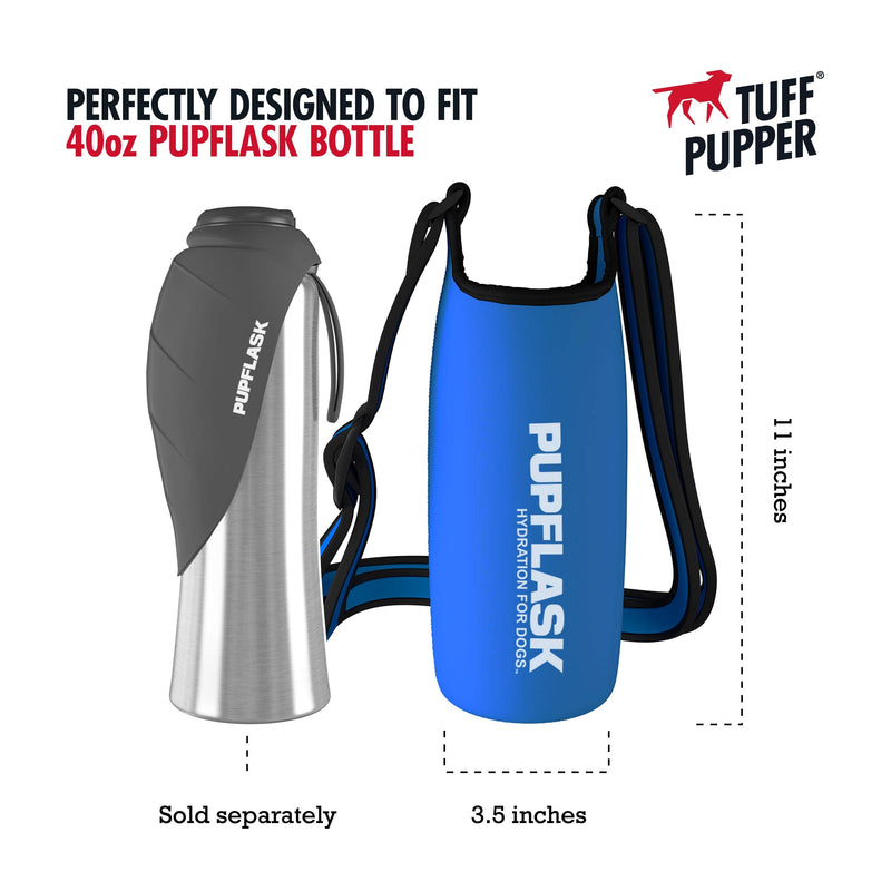 Tuff Pupper PupFlask Insulated Neoprene Dog Water Bottle Holder Sling with Wide Adjustable Shoulder Strap, Great for Travel, Walking, Hiking, Portable Pet Water Bottle Holder 40 OZ Nebulas Blue - BeesActive Australia