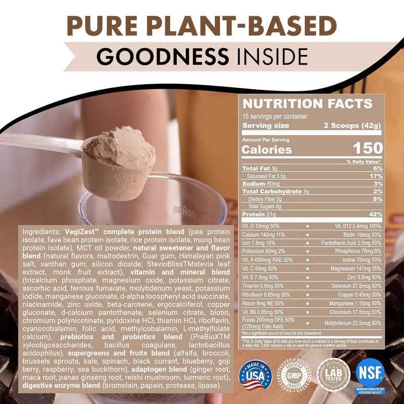 UpNourish Plant-Based Protein Meal Replacement Shake! Keto, Vegan-Friendly Lifestyles. Gluten & Dairy-Free Smoothie with Essential Vitamins, Minerals, and Low Carbs - Chocolate, 15 Servings Creamy Chocolate - BeesActive Australia
