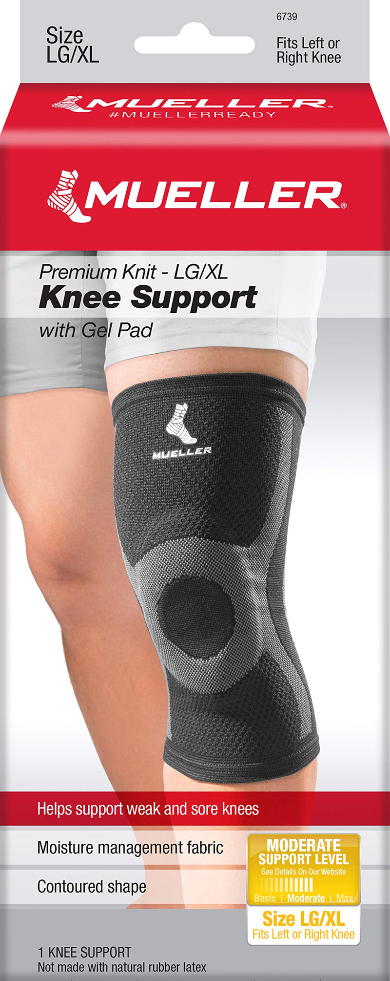 Mueller Sports Medicine Premuim Knee Support Sleeve with Gel Pad, For Men and Women, Black, L/XL - BeesActive Australia