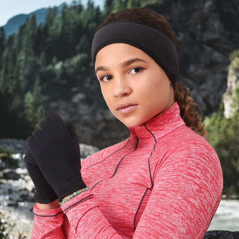 [AUSTRALIA] - TrailHeads Women’s Running Gloves | Touchscreen Gloves | Power Stretch Winter Running Accessories solid black Small 