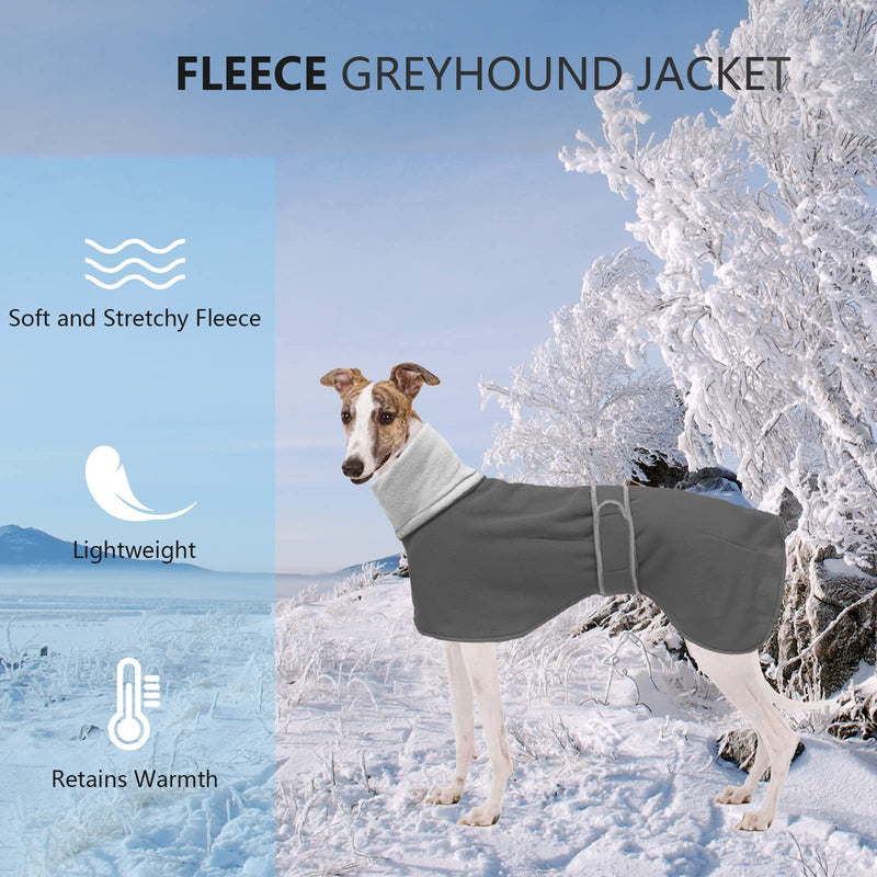 Greyhound Cosy Fleece Jumper, Dog Winter Coat with Warm Fleece Lining, Outdoor Dog Apparel with Adjustable Bands for Medium, Large Dog Gray - BeesActive Australia