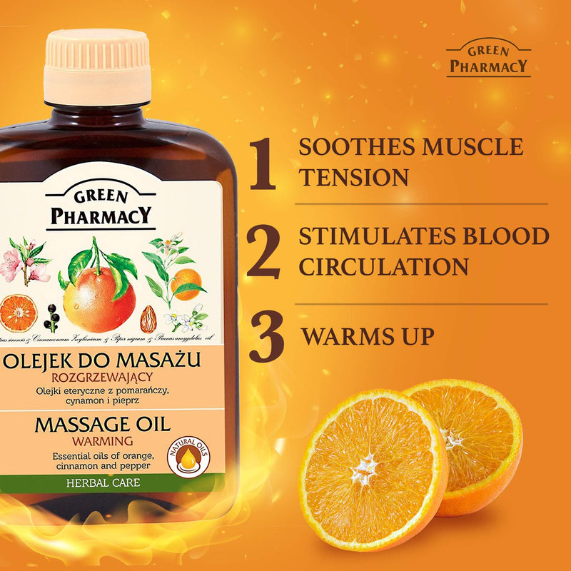 Green Pharmacy Body Massage Essential Warming Oil Orange Cinnamon and Pepper Natural Oils 200 ml - BeesActive Australia