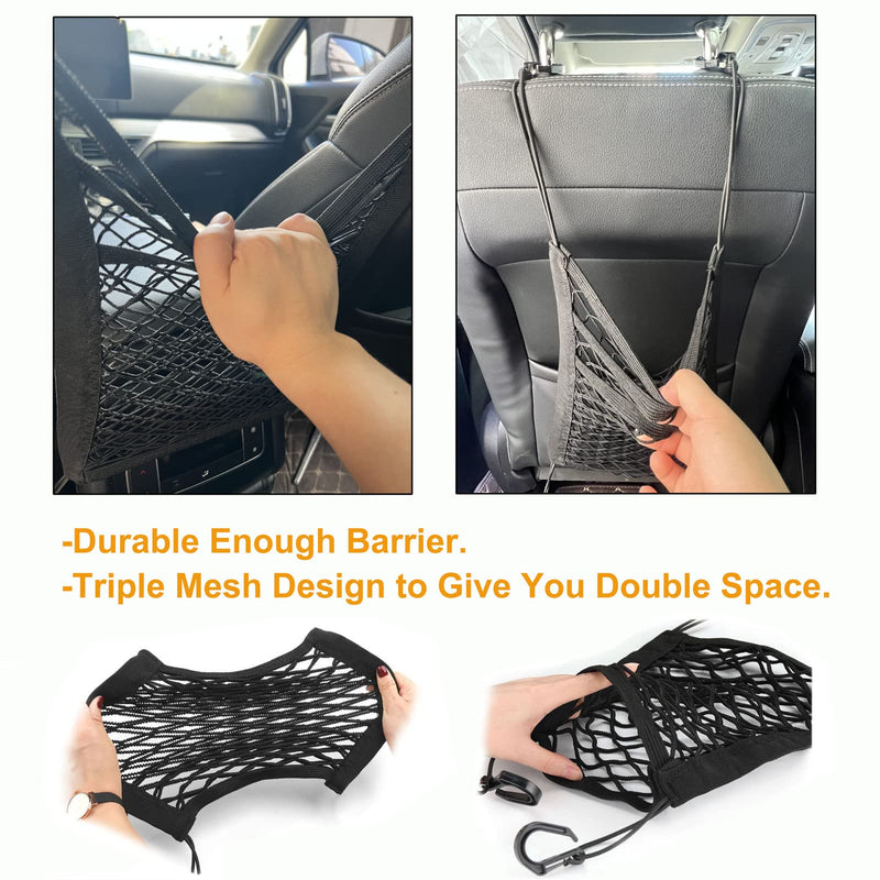 DoL Car Dog Net Barrier. Pet Mesh Barrier with Storage Bag for Water Bottles,DVDs. Stretchable Organizer Bag for Jeep,Off-Road,Pickup SUV. Barrier of Backseat Pet Kids. - BeesActive Australia