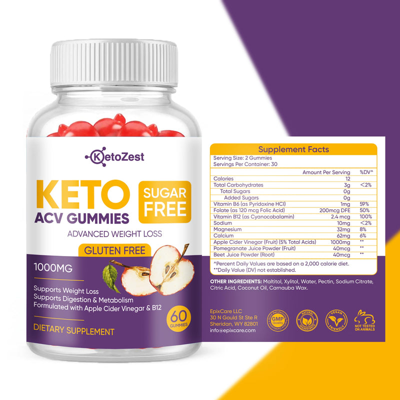 Keto Acv Gummies for Advanced Weight Loss & Belly Fat Burn - Pro Active Super Apple Cider Vinegar Gummies - Rapid Fat Burner Diet Supplement for Women Men - Sugar Free & Gluten Free (1000MG) - BeesActive Australia