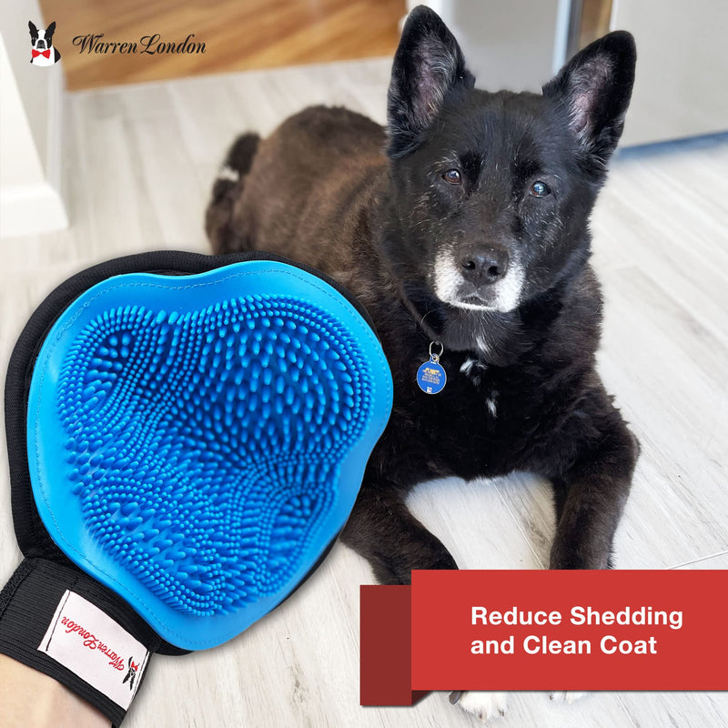 Warren London 2in1 Pet Grooming Glove for Dogs & Cats | Reversible Design Pet Brush with Smooth Side to Remove Fur from Clothes & Furniture | Soft Mitten Contours to Pet Body for Comb & Massage - BeesActive Australia