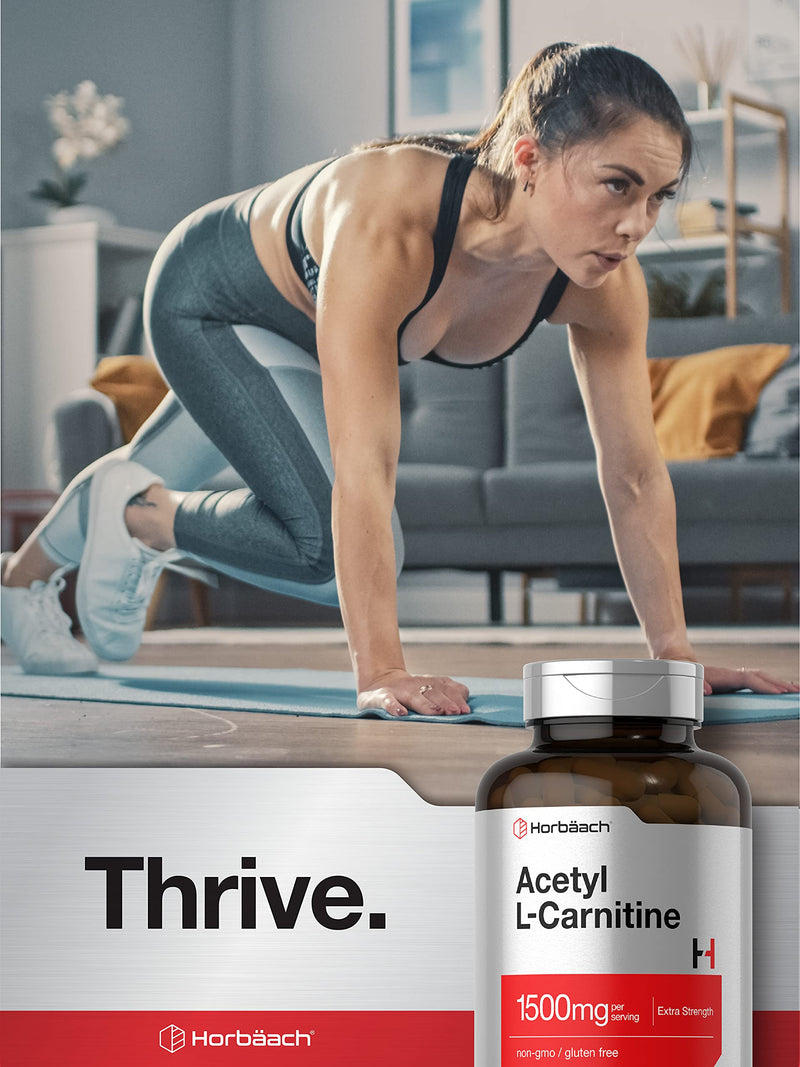 Acetyl L-Carnitine 1500mg | 200 Capsules | Extra Strength ALCAR Supplement | Non-GMO, Gluten Free | by Horbaach - BeesActive Australia