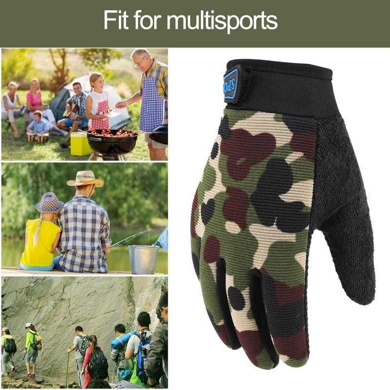 Accmor Kids Cycling Gloves, Kids Fishing Gloves, 4-10 Years Boys Girls Kids Sport Gloves, Breathable Non-Slip Full Finger Gloves for Child Cycling Climbing Riding Biking Outdoor Sports A-Camo - BeesActive Australia