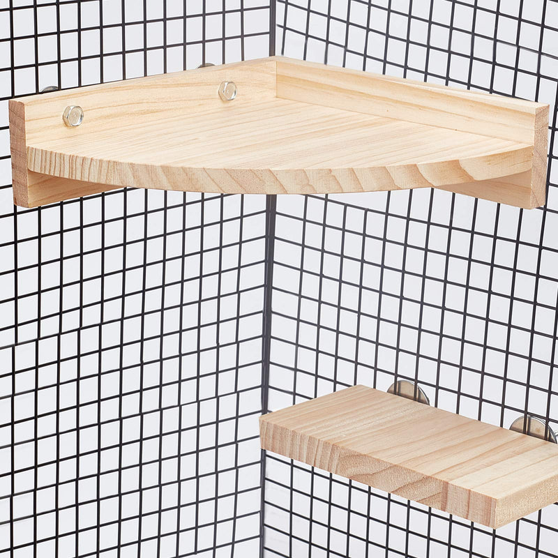 AHANDMAKER 4 Pcs 2 Sizes Wood Pet Cage Platform, Pet Perch Platform Stand, Wood Perch for Small Animals Parrot Gerbil Rat Mouse Chinchilla Hamster Cage Accessories Exercise Toys - BeesActive Australia