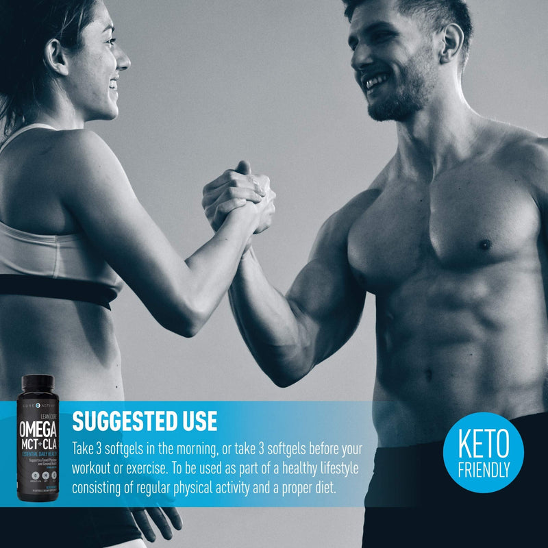 Lean CORE Omega MCT + CLA - Stimulant Free Health Formula, Lean Muscle & Toned Physique, Omega 3-6-9 Fatty Acids - Flaxseed Fish Oil- Coconut Oil- Keto Friendly 30 Day Supply (90 Softgels) - BeesActive Australia