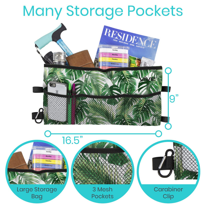 Vive Walker Bag - Accessories Wheelchair Basket Pouch (Water Resistant) - Seniors Caddy Accessory Attachment for Folding, Rolling Walkers - Carry Storage Carrier Tote - Lightweight, Universal Size Royal Palm - BeesActive Australia