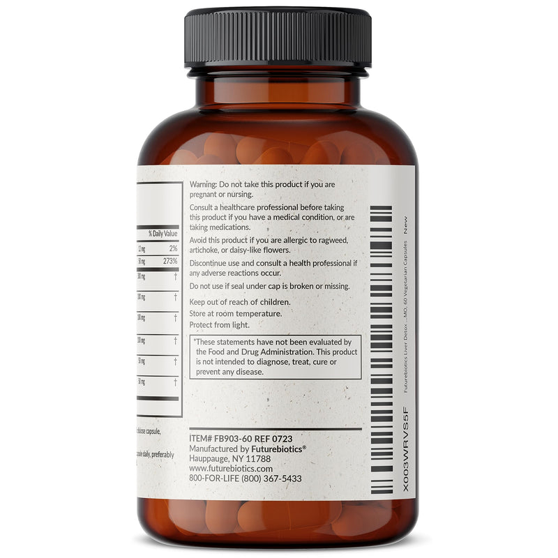 Futurebiotics Liver Detox Advanced Detox & Cleanse Formula Supports Healthy Liver Function with Milk Thistle, Dandelion Root, Turmeric Artichoke Leaf, & More, Non-GMO, 60 Vegetarian Capsules 60 Count (Pack of 1) - BeesActive Australia