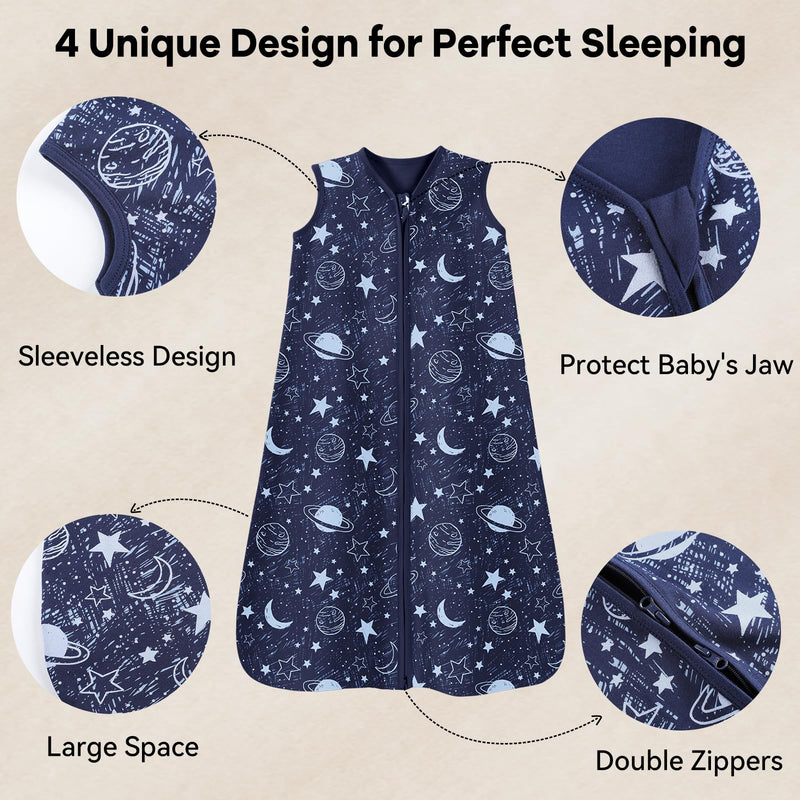 Unnivoll Baby Sleep Sack 6-12 Months 3 Pack 100% Cotton Lightweight 0.5 TOG Wearable Blanket Baby Sleep Bag with 2-Way Zipper for Newborn Infant Toddler Dark Blue Medium - BeesActive Australia