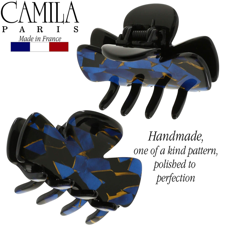 Camila Paris CP2439 French Hair Clip for Women, Large Blue, Handmade Girls Hair Claw Clips Jaw Fashion Durable and Styling Hair Accessories for Women, Strong Hold No Slip Grip, Made in France Blue 3.25" - BeesActive Australia