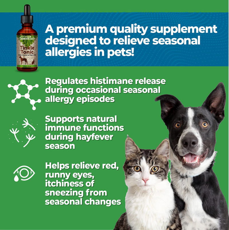 Animal Essentials Seasonal Allergy Herbal Supplement for Dogs & Cats - Made in The USA, Sweet Tasting Allergy Relief 1 fl oz (30 ml) - BeesActive Australia