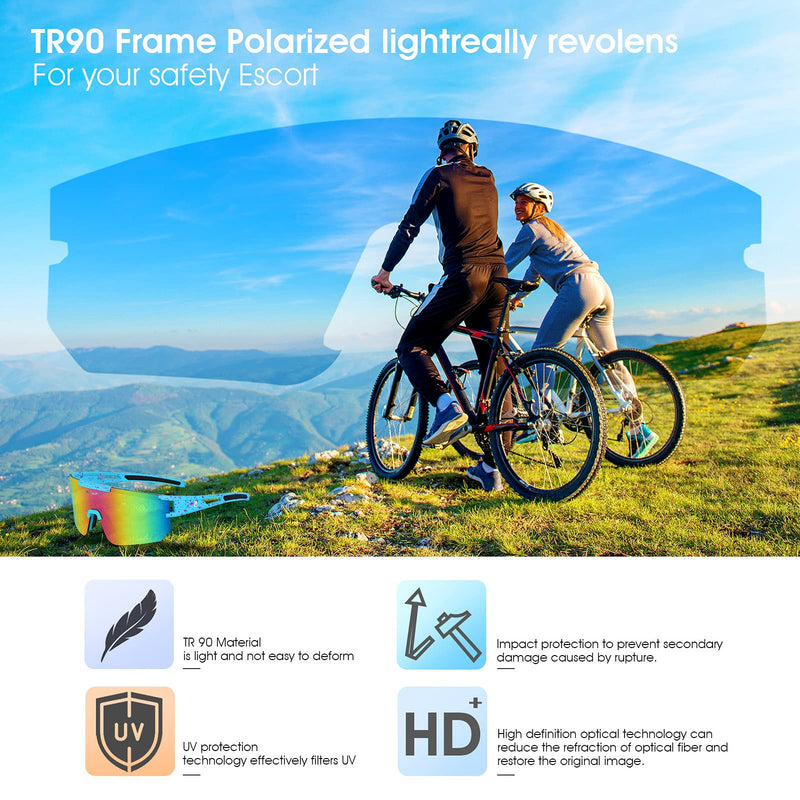 BOLLFO Cycling Sunglasses, UV 400 Eye Protection Polarized Eyewear for Men Women Colorful Lens - BeesActive Australia