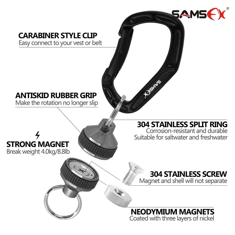 SAMSFX Fishing Strongest Magnetic Net Release Magnet Clip Holder Retractor with Coiled Lanyard - BeesActive Australia