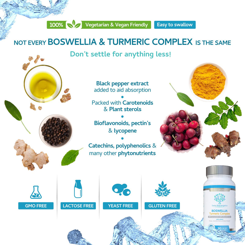 Boswellia & Turmeric Complex � 90 Capsules � containing Minimum 95% Curcumoids & 65% Boswellic Acid - BeesActive Australia