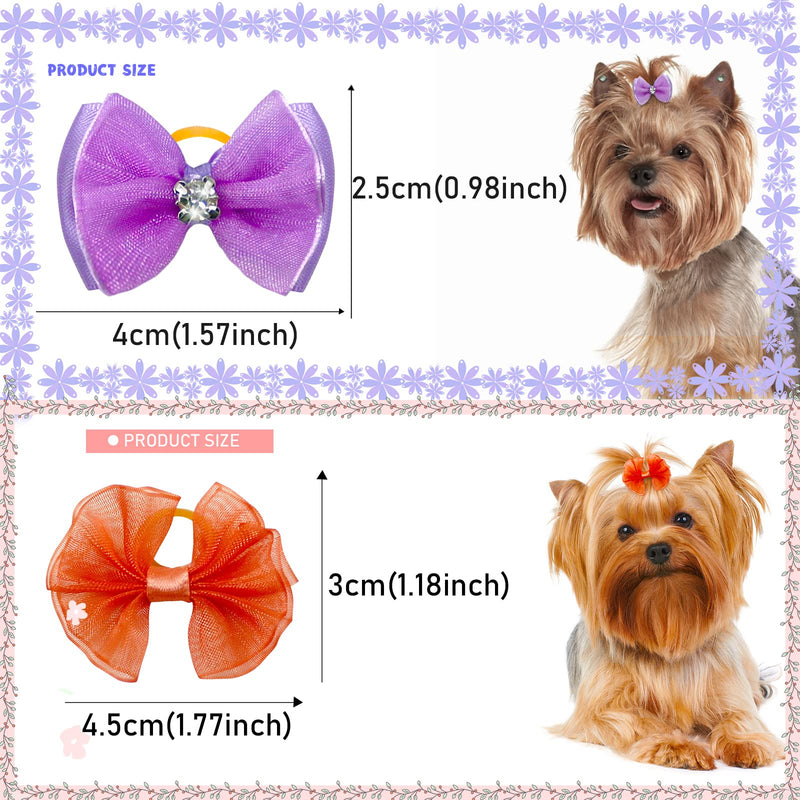 Senniea 60PCS Pet Hair Bows, Puppy Dog Bows with Rubber Bands, 20pcs with Drills and 40 pcs Pure Yarn Handmade Pet Hair Grooming Attachments with Rubber Bands - BeesActive Australia