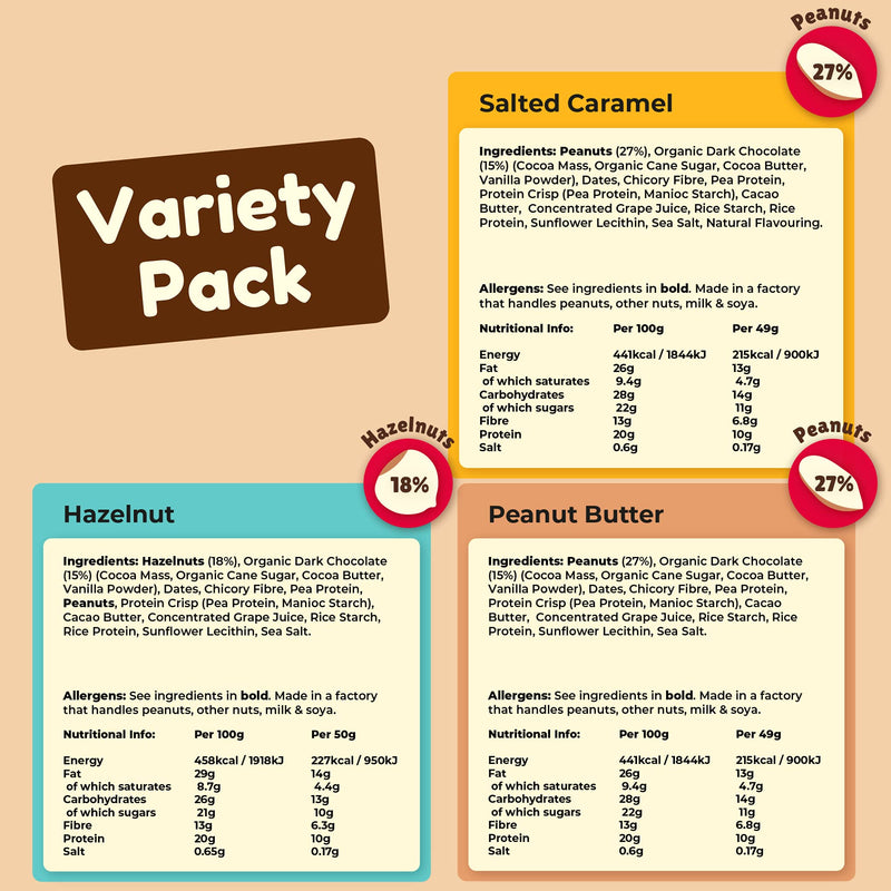 Vive Gluten Free Protein Bars, High Protein Snacks, Vegan, High-Fibre, 100% Natural, Non-Dairy, Variety, 12-Pack Variety Pack 12 Count (Pack of 1) - BeesActive Australia