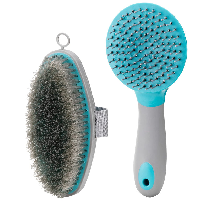 Navaris Horse Grooming Brush Set - 2X Equestrian Brushes for Horses Tail Mane and Body Groom Kit Comb Set - Detangling Horse Hair Brush - BeesActive Australia