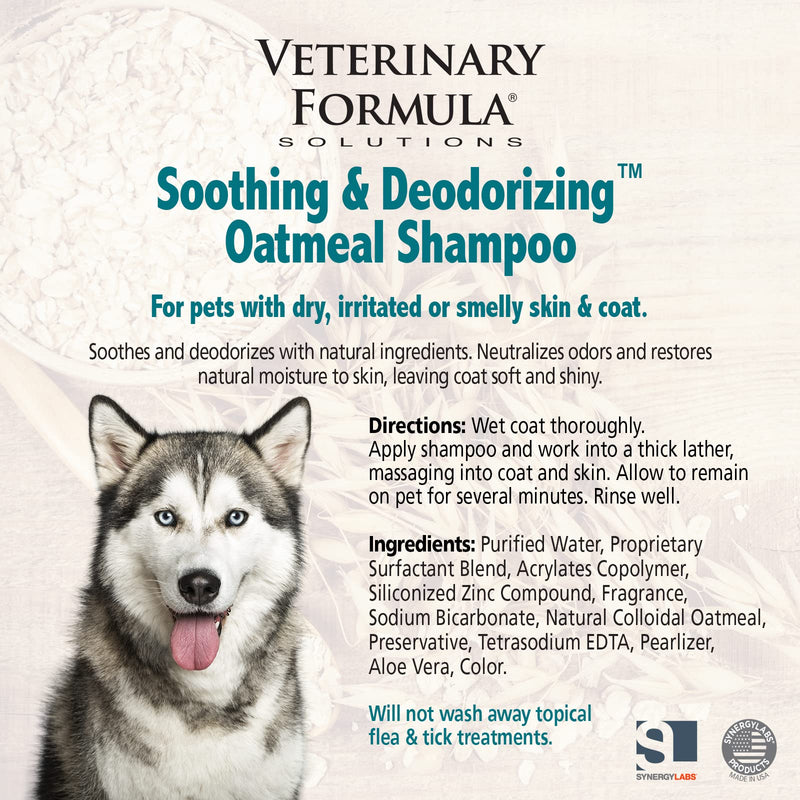 Veterinary Formula Solutions Soothing and Deodorizing Oatmeal Shampoo for Dogs – Baking Soda, Zinc, Aloe Eliminate Odors, Cleanses, Hydrates and Heals Skin – Long-Lasting Fragrance 17 fl oz. - BeesActive Australia