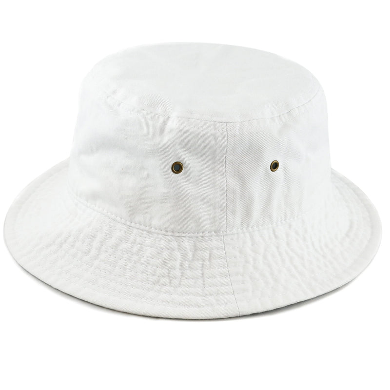 The Hat Depot Bucket Hat - Unisex 100% Cotton & Denim Packable Summer Travel Beach Sun Hat Small-Medium White - BeesActive Australia
