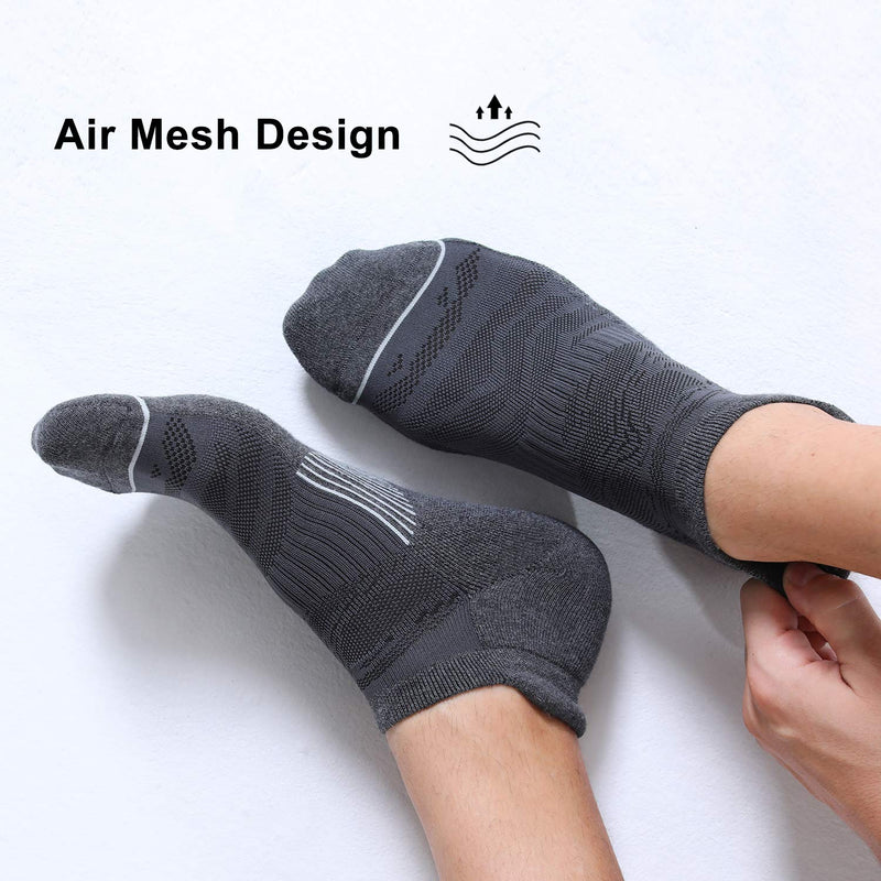 Fitrell 6 Pack Men's Ankle Running Socks Low Cut Cushioned Athletic Sports Socks 7-9/ 9-12/ 12-15 Dark Gray+gray - BeesActive Australia