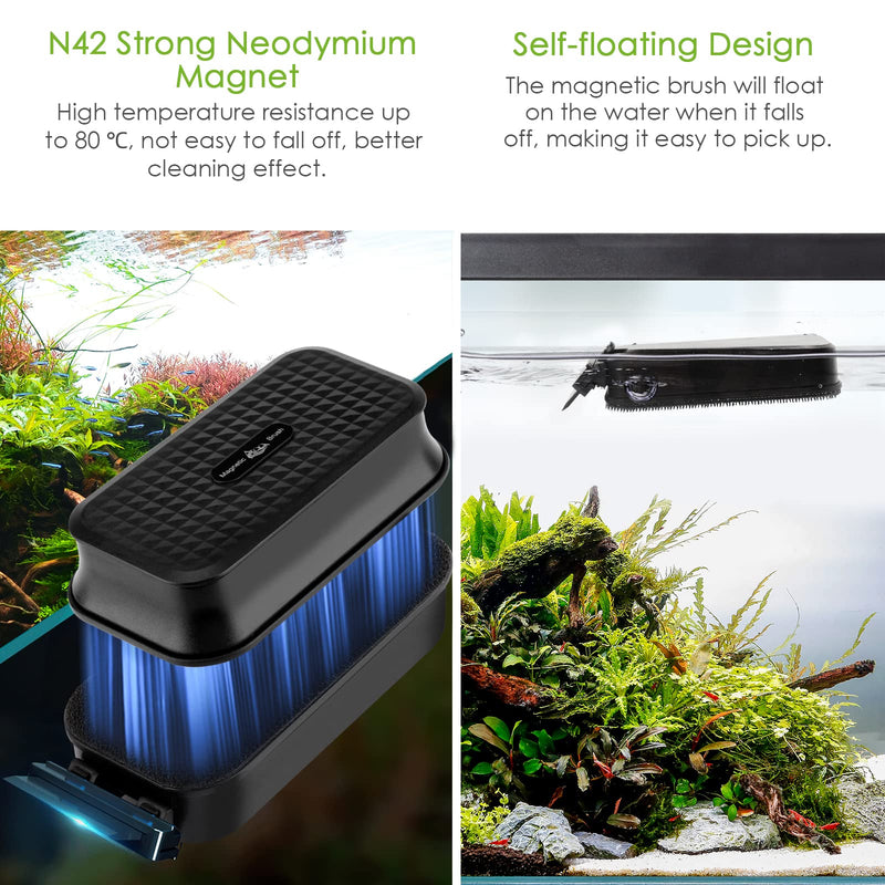 AQQA Magnetic Aquarium Fish Tank Cleaner Fish Tank Glass Algae Scraper Glass Cleaner Scrubber Floating Clean Brush Suitable for Freshwater and Saltwater M - BeesActive Australia