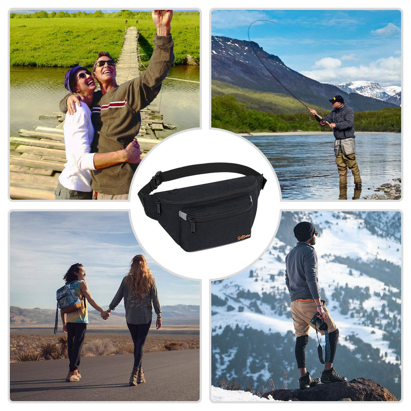 [AUSTRALIA] - Fanny Pack for Men Women - Waist Bag Pack - Lightweight Belt Bag for Travel Sports Hiking 1-Black 11" X 5" X 6" L(11" x 5" x 6") 