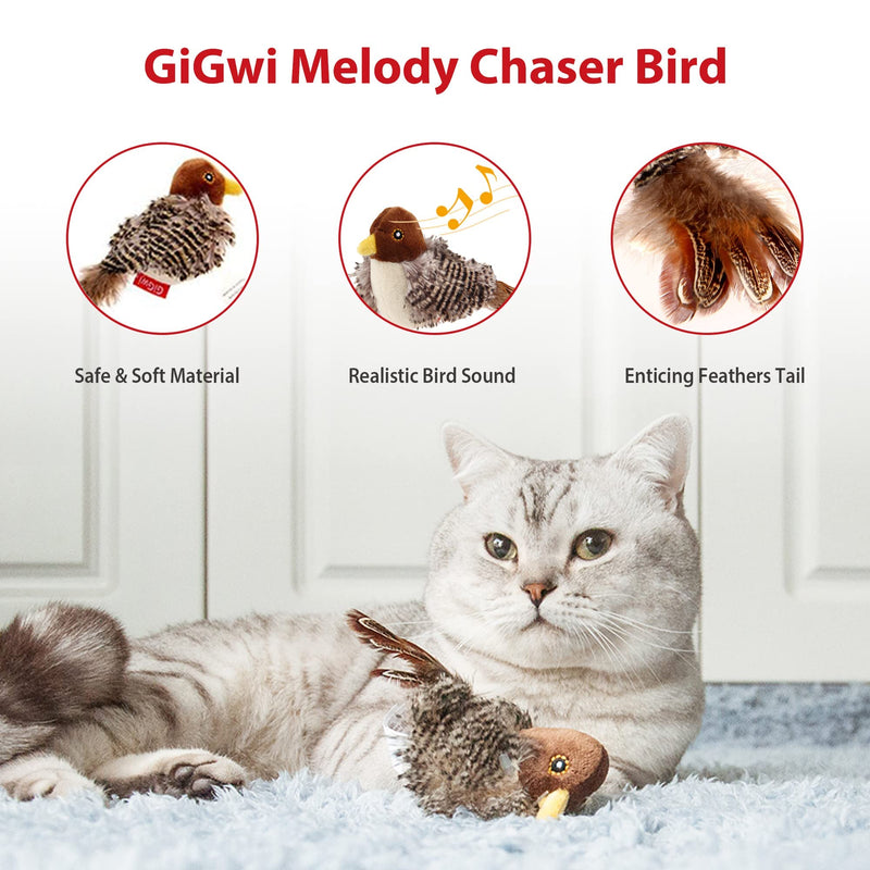 Gigwi Interactive Cat Toys Animal Sound Interactive Squeaking Cat Toys Melody Chaser & Toys for Cats to Play Alone,Play and Squeak Kitten Toy for Boredom Bird - BeesActive Australia