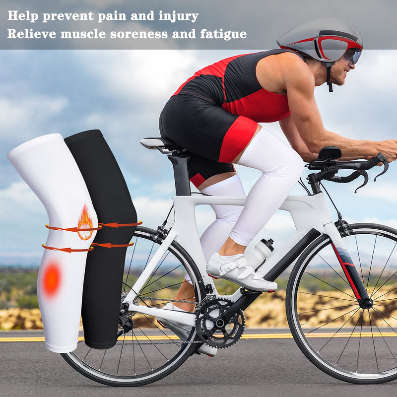 Skylety Compression Leg Sleeve Full Length Leg Sleeves Sports Cycling Leg Sleeves for Men Women, Running, Basketball Black and White Medium - BeesActive Australia