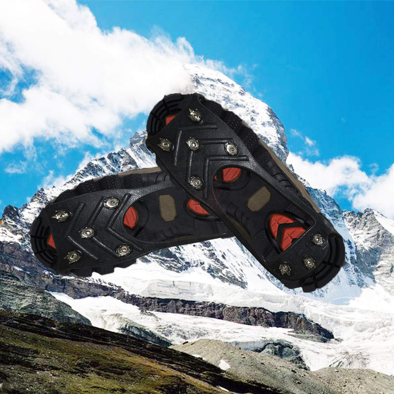 Alovexiong Size 2 Pairs of Anti-Slip Snow Ice Cleats 8 Steel Studs Anti Slip Ice Snow Grips Crampons Outdoor Adventure Walk Hiking Shoes Traction Cleats, Anti-Slip Gear for Wet Mud, Ice and Snow Medium - BeesActive Australia