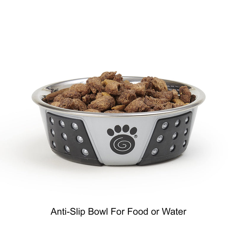 PetRageous 13097 Fiji Stainless Steel Non-Slip Dishwasher Safe Dog Bowl Grey 1.75 Cup - BeesActive Australia