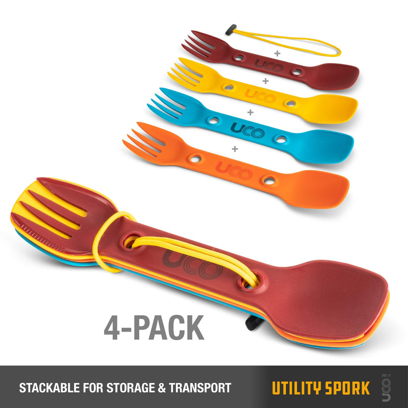 UCO Utility Spork 3-in-1 Combo Spoon-Fork-Knife Camping Utensil, 4-Pack Classic - BeesActive Australia