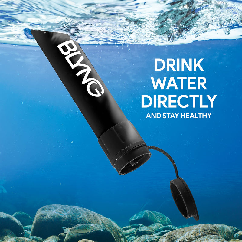 Survival Straw Water Filter - Straw With Filter for Healthy Drinking - Survival Water Filter Blocks 99.99% Microplastics, Water Filter Straw for Hiking, Biking, Camping, Survival Straw Water Purifier. 1 Pack Black - BeesActive Australia