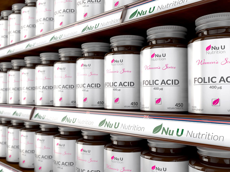 Folic Acid 400 mcg - 450 Vegan Tablets - 15 Month Supply - High Strength Pregnancy Vitamins for Women - Vitamin B9 Supports Maternal Tissue Growth During Pregnancy - Prenatal Vitamins - BeesActive Australia