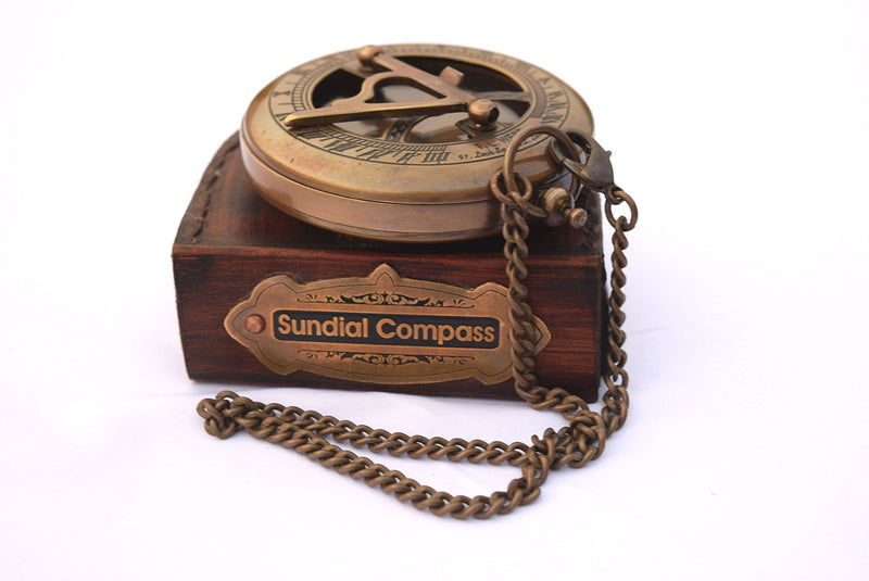 NEOVIVID Brass Sundial Compass - Push Open Compass - Steampunk Accessory – Unique Gift for Men - Beautiful Handmade Gift - Sundial Clock – Sun Clock – Steampunk Clock for Him - Antique Decor - BeesActive Australia
