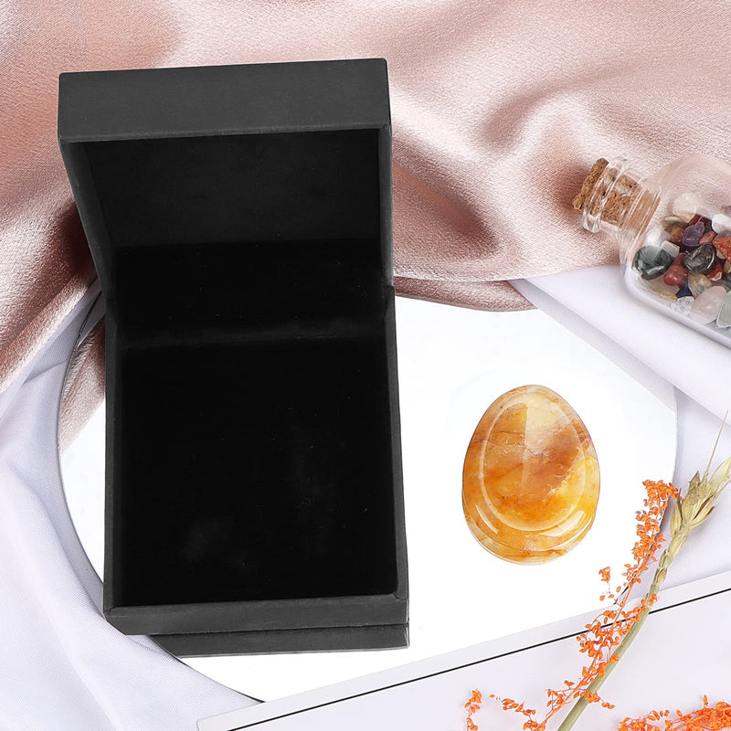 Hxswkk 1.7inches Citrine Thumb Worry Palm Stones for Anxiety Egg Shape Hand Carved Therapy Chakra Pocket Gemstone Home Decor Gifts - BeesActive Australia