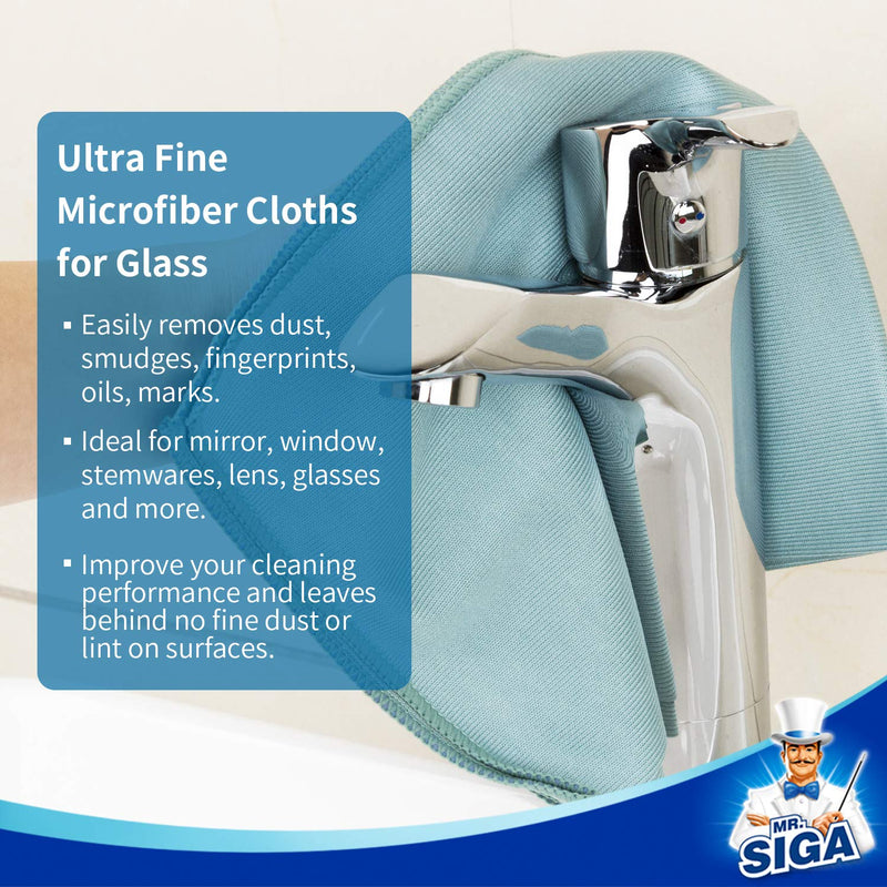 MR.SIGA Ultra Fine Microfiber Cloths for Glass, Pack of 12, 35 x 40cm 13.7" x 15.7" 12 Pack-13.7 X 15.7 inch - BeesActive Australia