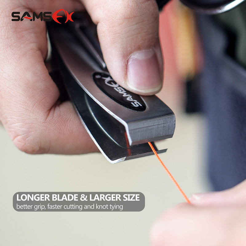 SAMSFX Fishing Knot Tying Tool Fly Fishing Line Clipper with Retractor, Accessories for Hook Sharpener, Quick Knot Tool and Hook Eye Cleaner 6 in 1 Clipper & Carabiner Style Zinger Retractor - BeesActive Australia