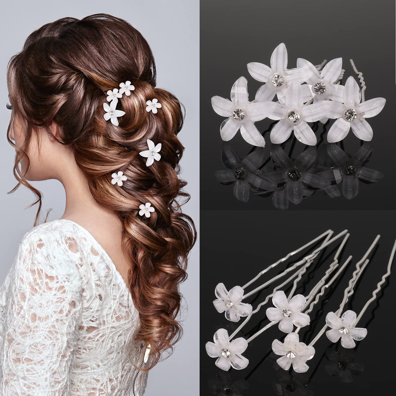 AUXSOUL 30Pcs Bridal Hair Pins, Crystal Pearl Hair Pins U Shaped Diamond Hair Pins, Wedding Rhinestone Hair Clip for Women Girl (6 styles) - BeesActive Australia