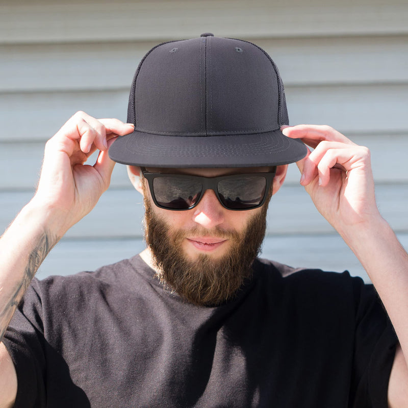 Trendy Apparel Shop Oversize 2XL Blank Plain Flatbill Mesh Snapback Baseball Cap One Size Black - BeesActive Australia