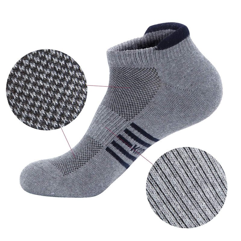 KONY Cotton Cushioned Ankle Socks for Men and Women - Low Cut Athletic Running Tab Socks (6 Pairs) Dark Gray Large - BeesActive Australia