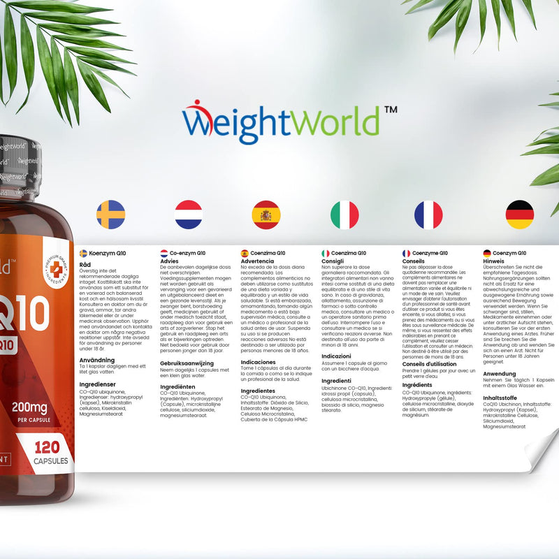 CoQ10 Supplement 200mg - 120 Vegan Coenzyme Q10 High Strength Capsules (4 Months Supply) - Naturally Fermented & Lab Tested Ubiquinone Q10 Coenzyme - High Absorption Co Q10 Supplements by WeightWorld - BeesActive Australia